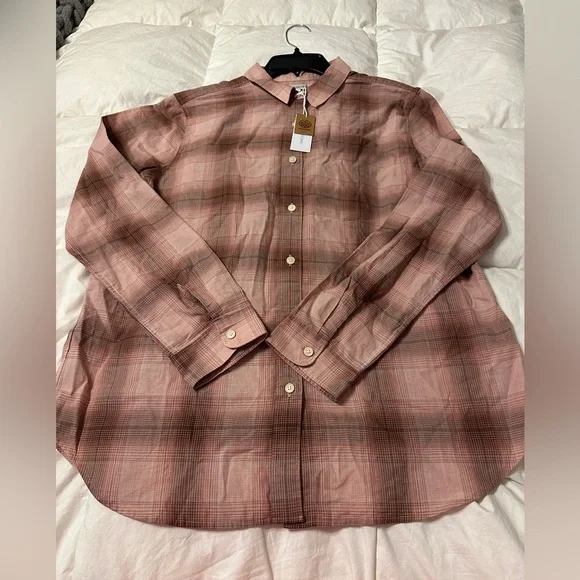 Outerknown Winddrift Plaid Button-Up Women's Top - NWT - Size L - Picture 4 of 12